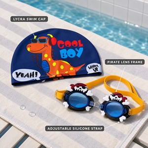 Ensemble <span class=keywords><strong>de</strong></span> natation pour enfants, 2 pièces, <span class=keywords><strong>bonnet</strong></span> <span class=keywords><strong>de</strong></span> <span class=keywords><strong>bain</strong></span> et lunettes <span class=keywords><strong>de</strong></span> natation, avec ajustement extensible, pour la piscine et la <span class=keywords><strong>plage</strong></span> - Product Image 5