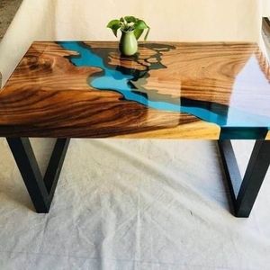 TABLE CUSTOM BRINGING and <b>WOOD</b> Best Quality Luxury Home Furniture Solid Walnut <b>Wood</b> Restaurant Dining CoffeeRiver Kitchen Epoxy - Product Image 3