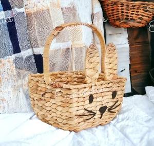 Panier de décorations en rotin tissé vintage fait à la main panier cadeau oreilles de lapin mignon en bambou pour la maison et le jardin - Product Image 3