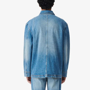 OEM Custom <b>Mens</b> <b>Jean</b> Denim Jacket Faded Effect Denim Cotton Coat Oversized Vintage Washed Denim Jacket - Product Image 2