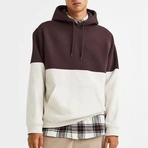 Personalizado de alta calidad Unisex Pullover Color-Block Sudadera con capucha de algodón Sudadera con capucha de empalme Sudadera con capucha de los hombres DDP Envío - Product Image 5