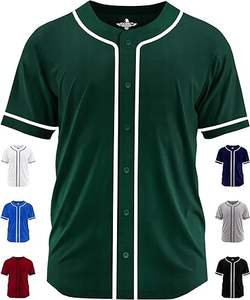 เสื้อเบสบอลแบบแห้งเร็ว ระบายอากาศดี กระดุมเต็มตัว แขนสั้น แต่งขอบ ทีมยูนิฟอร์ม หลายสี - Product Image 5