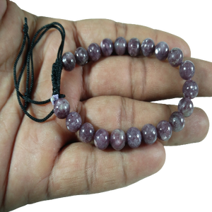 Pulsera de cuentas de hilo de lepidolita Hermosas piedras preciosas Estilo de amor Cristal natural de gran calidad - Product Image 1