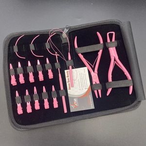Kit d'outils d'extension de cheveux en acier inoxydable rose vif ensemble pince d'extension de cheveux en gros avec logo personnalisé - Product Image 6