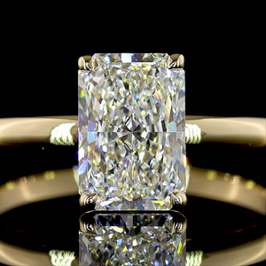 Bague de fiançailles solitaire en or jaune 14 carats, 1,40 ct, taille radiant, bijoux de mariée de luxe faits à la main - Product Image 3