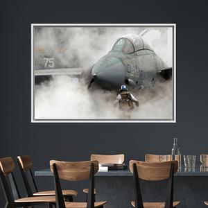 Impression sur toile d'avion de chasse moderne - Cadeau de décoration pour la maison fait à la main, 1P : encadré blanc - Product Image 1