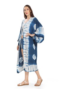 Nouvelle arrivée, robe longue d'été pour femmes, col en V, manches longues, 100% coton, robe kaftan formelle vintage - Product Image 2