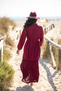 เดรสยาวผ้าฝ้ายทอมือสไตล์โบฮีเมียนสุดโรแมนติกหวานละมุน ทรงหลวม แขนยาว ลายเรียบ สำหรับใส่ในชีวิตประจำวัน - Product Image 5