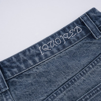 Jean droit vintage décontracté pour homme, style streetwear, printemps-automne, en denim délavé, respirant, lavable, taille mi-haute, avec rivets et boutons en cristal