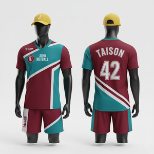 Uniforme de Netball para Hombre, Tela de Poliéster Ligera de 150 GSM, Diseño de Paneles Diagonales en Marrón, Dorado y Blanco, Logotipo Personalizado por Sublimación - Product Image 5