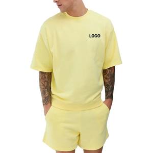 Manufacturer 100% Cotton Fitness <b>T</b>-<b>shirt</b> Set Heavyweight Unisex High Quality Custom Screen Print Shorts and Men <b>t</b> <b>Shirt</b> Set - Product Image 3