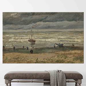 Toile imprimée : Plage de Scheveningen par temps agité de Van Gogh, 1P : encadrée - Product Image 1