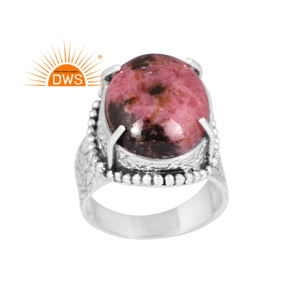 แหวนอัญมณีโรโดไนท์สเตอร์เงินสเตอร์ลิงออกซิไดซ์แบบออกแบบได้ตามต้องการ - Product Image 1