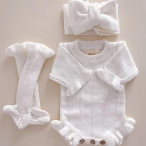 Pelele de punto <span class=keywords><strong>para</strong></span> bebé, traje <span class=keywords><strong>para</strong></span> ir a casa, Mono de primer cumpleaños, ropa de punto <span class=keywords><strong>para</strong></span> <span class=keywords><strong>bautizo</strong></span>, mono blanco cálido, mono de princesa <span class=keywords><strong>para</strong></span> niño pequeño - Product Image 6
