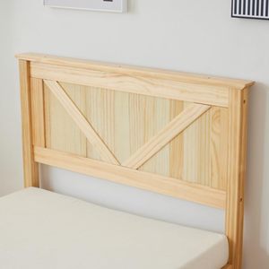 Cama de plataforma de tamaño doble de madera maciza tradicional rústica con cabecero No se necesita resorte de caja Color natural - Product Image 2