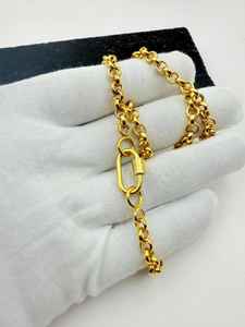 Collier chaîne Rolo avec mousqueton en zircon en argent sterling 925 plaqué or 14 carats collier pendentif serrure cadeau pour elle - Product Image 3