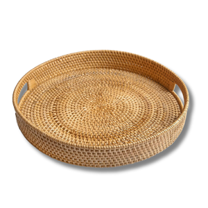 PANIER DE RANGEMENT DE FRUITS EN PLATEAU EN ROTIN Bambou Artisanal avec Poignées Naturel, Durable et Élégant pour Servir, Décoration de Stockage - Product Image 1