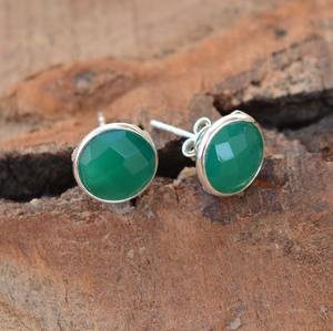 Jewelry For Women Silver Boho Style Stud <b>Earrings</b> Jewelry 925 Sterling Silver Green <b>Onyx</b> Gemstone Trending Handmade <b>Earrings</b> - Product Image 4