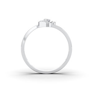 Anillo de diamante de corte redondo cultivado en laboratorio de 0,03 quilates, diseño Floral-abstracto en Juego de puntas de platino hecho a mano para ella - Product Image 3