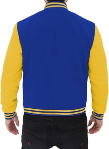 Unisex Versity Jackets <b>Genuine</b> White Leather Sleeves Wool Letterman Varsity Baseball College University Bomber Jackets - Product Image 4