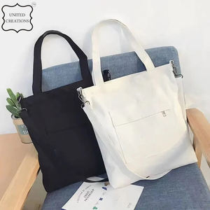 Grand sac fourre-tout en toile de coton pour femmes réutilisable et recyclable avec logo imprimé personnalisé - Product Image 2