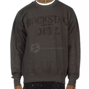 Nouvelle Arrivée Promotionnelle : Sweat-shirt d'Hiver à Strass, Couleur Personnalisable, Style Unique, en Coton Mélangé Respirant et Anti-Plis, Col Rond pour Homme - Product Image 1