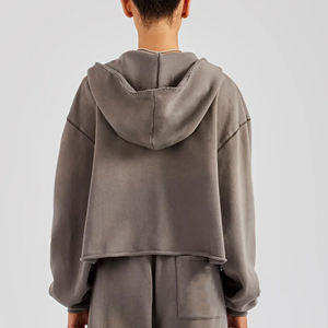 Sweat-shirt à capuche personnalisé pour femme, imprimé, à fermeture éclair, tricoté, manches longues, pull vintage, streetwear, hiver, avec badge - Product Image 2