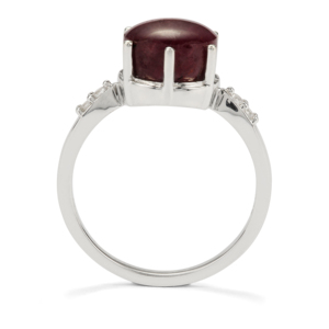Bague en argent sterling avec rubis étoilé de 5,76 carats et zircon blanc, plaquée rhodium, bijoux géométriques en pierres précieuses - Product Image 3