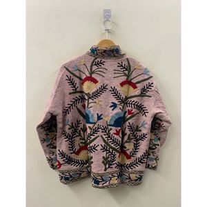 Veste en coton brodée à la main, écologique, style Jaipur, motif Rose Blush et Fleurs de Jardin Épanouies, pour la saison printanière Prairie - Product Image 5