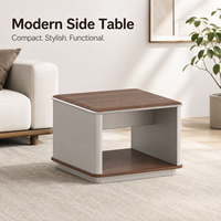 Table basse carrée minimaliste pour petits appartements, table basse moderne minimaliste 60x60cm finition rouge noyer gris