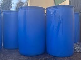 Fût en plastique robuste de 200 L, bleu, pour le stockage de produits chimiques et d'eau - Product Image 5