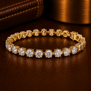 Round Solitaire Tennis <b>Bracelet</b> Lab Grown Diamond 10K 14K <b>Solid</b> Gold DEF VVS Bridal Wedding <b>Bracelet</b> Fine Jewelry for Women Gift - Product Image 1