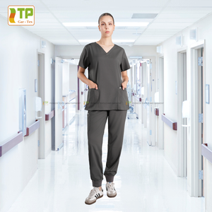 Prêt pour la livraison Scrubs médicaux pour femmes anti-rides Poly Spandex Jogger Design Uniformes hospitaliers fabriqués à partir du Vietnam - Product Image 1