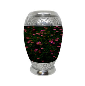 Flores rosas en urna de cremación verde vibrante para urnas conmemorativas de cenizas humanas con bolsa de terciopelo gratis - Product Image 1