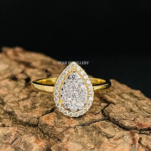 แหวนหมั้นทองคำแท้ 14K ประดับเพชรธรรมชาติทรงกลมเจียระไนแบบบริลเลียนท์ ดีไซน์คลัสเตอร์ฮาโล สไตล์คริสเตียนสุดหรู - Product Image 3