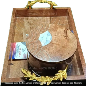 Ensemble de pots de rangement en acrylique élégant pour le Ramadan Kareem, couvercles en nacre et plateau en bois avec incrustations artistiques, cadeaux festifs, service à domicile - Product Image 4