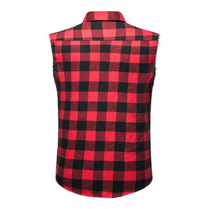Summer Hot Sale Plus Size <b>Mens</b> Sleeveless Plaid Shirt Casual Biker Cutoff <b>Vest</b> Fashion Multicolor Cotton Comfortable Breathable - Product Image 2