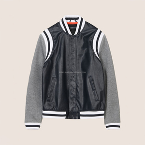 Old School Vintage Fashion Jacket K-VJ-181 Hommes Chaud Laine Toile Cuir Corps Coton Polaire Manches Col Montant Broderie - Product Image 1
