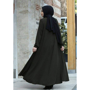 Venta caliente Abaya mujeres musulmanas vestido Vintage elegante Abaya mujeres musulmanas vestido de algodón sin costuras hecho de poliéster señoras Abaya - Product Image 3