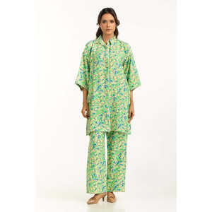 Conjunto Coordinado Estampado de Algodón y Nailon IPST-55170, Atuendo Casual de Dos Piezas para Primavera/Verano, Tallas XS a 3XL, Blusa de Manga Tres Cuartos - Product Image 1