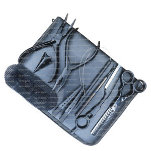 Outils d'extension de cheveux multifonctionnels Pince à perles en fer et en acier Type C Boucle d'aiguille Pince Velcro avec étui en cuir - Product Image 5