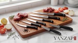 <span class=keywords><strong>Set</strong></span> di <span class=keywords><strong>Coltelli</strong></span> da Macellaio YanZap in Acciaio Inossidabile ad Alto Contenuto di Carbonio e Molibdeno per Disossare e Filettare con Manico Ergonomico e Antiscivolo in PP - Product Image 3