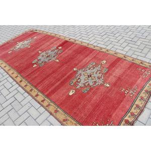 พรมตุรกีขนาด 5x12.2 ฟุต, พรมขนาดใหญ่สไตล์วินเทจ, พรมลายดอกไม้สีแดง - Product Image 4