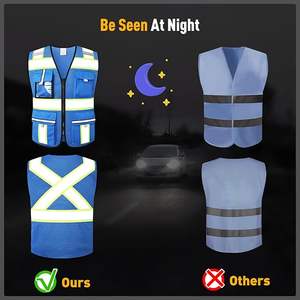 Chaleco de Seguridad para Trabajo, Correas Reflectantes de Alta Visibilidad con Múltiples Bolsillos y Logotipo Personalizado, para Construcción, en el Trabajo, a la Moda - Product Image 5