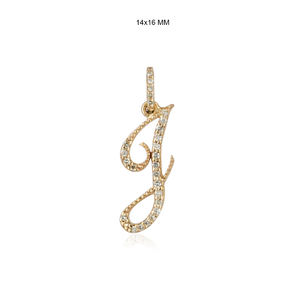 Pave Diamond Initial J Pendentif 14k Breloques en or massif pour bijoux Cadeaux d'anniversaire Alphabets, lettres - Product Image 1
