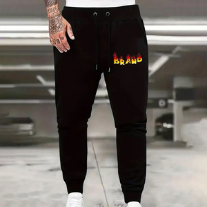 Pantalones de chándal con logotipo bordado para hombre, pantalones de pierna recta de algodón informales con cierre de cordón, venta al por mayor, Joggers para hombre - Product Image 1