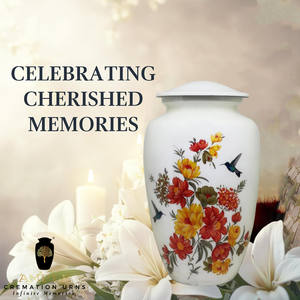 Urne funéraire blanche pour adulte, thème colibri, 10 pouces, style européen/américain, écologique, 220 pouces cubes - Product Image 6