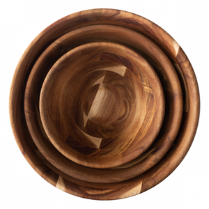 Ensaladera de Madera de Acacia con Fondo Plano, Tazón de Madera Apto para Bebés para Fiestas - Product Image 1