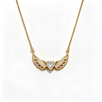Collier pendentif ailes d'ange en acier inoxydable pour femme, avec diamants, plaqué or 18 carats, chaîne de clavicule, bijoux de mode inaltérables, vente en gros