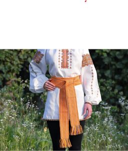 Cinturón de Tela Krajka Tejido a Mano, Color Naranja y Negro, para Mujer y Hombre, Estilo Folclórico Moderno, Regalo Personalizado - Product Image 2